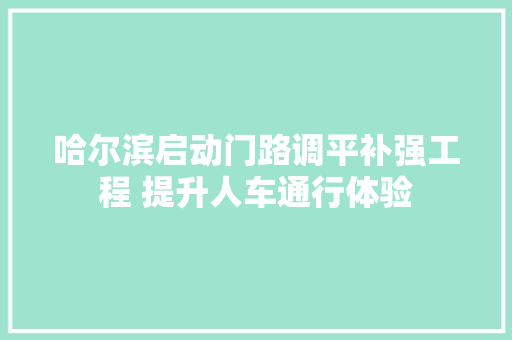 哈尔滨启动门路调平补强工程 提升人车通行体验 汽车知识