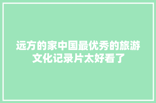 远方的家中国最优秀的旅游文化记录片太好看了