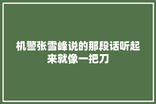 机警张雪峰说的那段话听起来就像一把刀