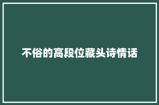 不俗的高段位藏头诗情话