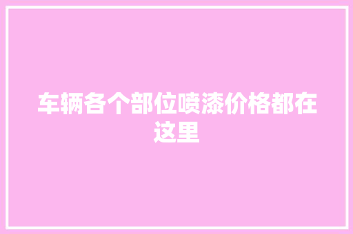 车辆各个部位喷漆价格都在这里