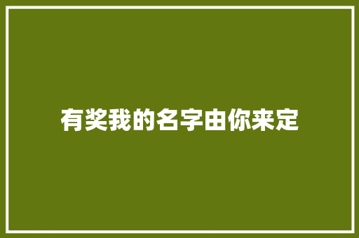 有奖我的名字由你来定