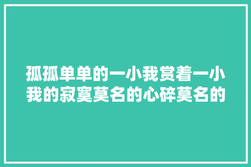 孤孤单单的一小我赏着一小我的寂寞莫名的心碎莫名的感伤