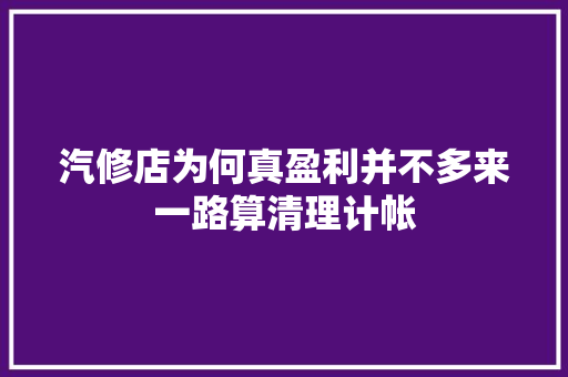 汽修店为何真盈利并不多来一路算清理计帐