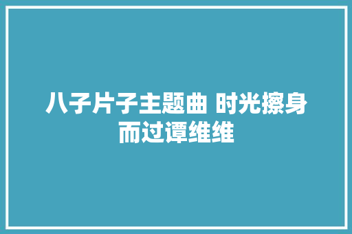 八子片子主题曲 时光擦身而过谭维维