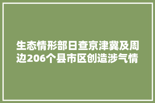 生态情形部日查京津冀及周边206个县市区创造涉气情形问题178个