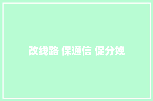 改线路 保通信 促分娩