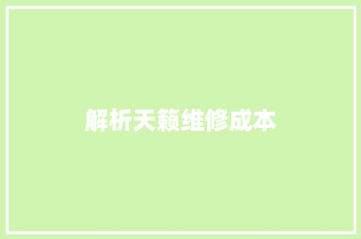 解析天籁维修成本