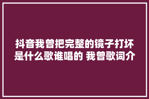 抖音我曾把完整的镜子打坏是什么歌谁唱的 我曾歌词介绍