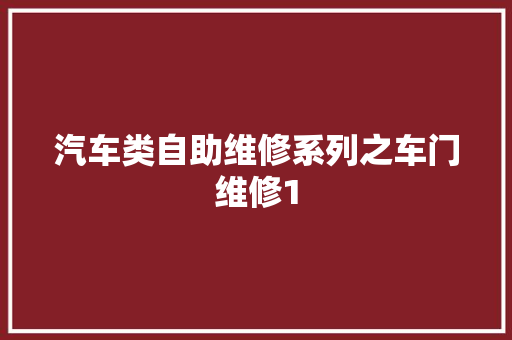 汽车类自助维修系列之车门维修1