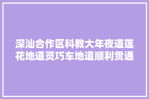 深汕合作区科教大年夜道莲花地道灵巧车地道顺利贯通