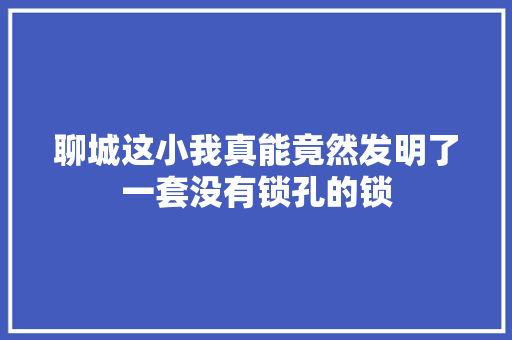 聊城这小我真能竟然发明了一套没有锁孔的锁