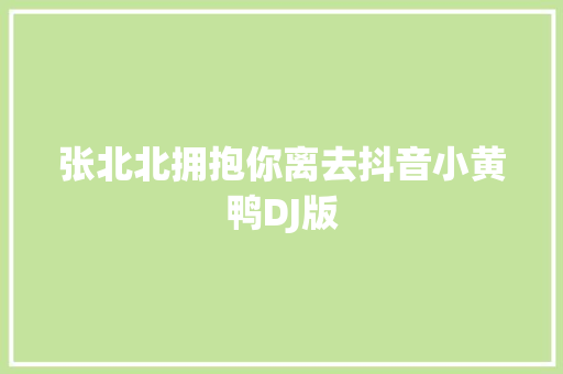 张北北拥抱你离去抖音小黄鸭DJ版
