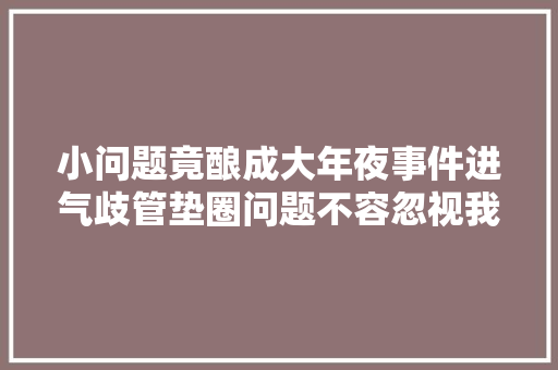 小问题竟酿成大年夜事件进气歧管垫圈问题不容忽视我该怎么做