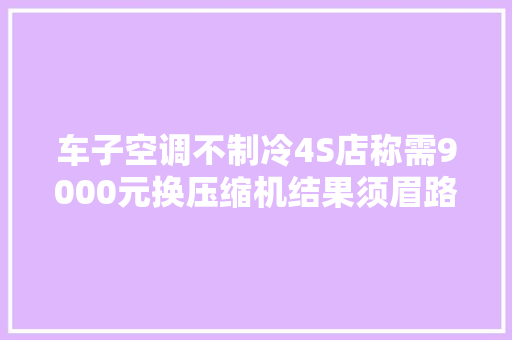 车子空调不制冷4S店称需9000元换压缩机结果须眉路边19元修好