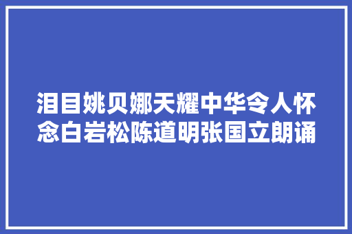 泪目姚贝娜天耀中华令人怀念白岩松陈道明张国立朗诵动听