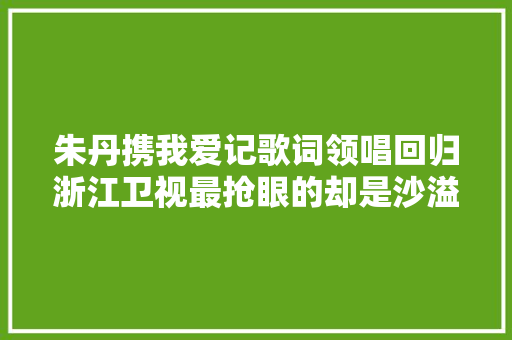 朱丹携我爱记歌词领唱回归浙江卫视最抢眼的却是沙溢 休闲娱乐