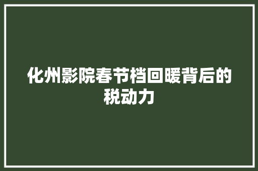 化州影院春节档回暖背后的税动力