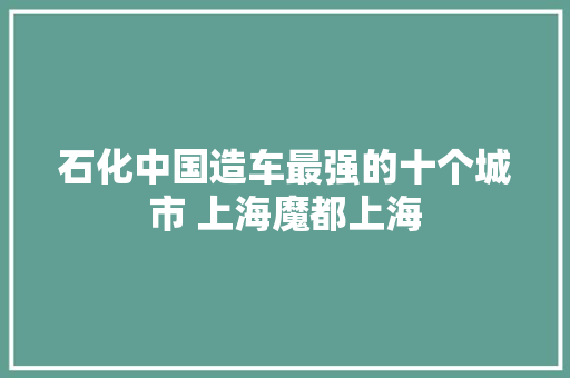 石化中国造车最强的十个城市 上海魔都上海