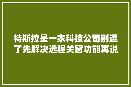 特斯拉是一家科技公司别逗了先解决远程关窗功能再说