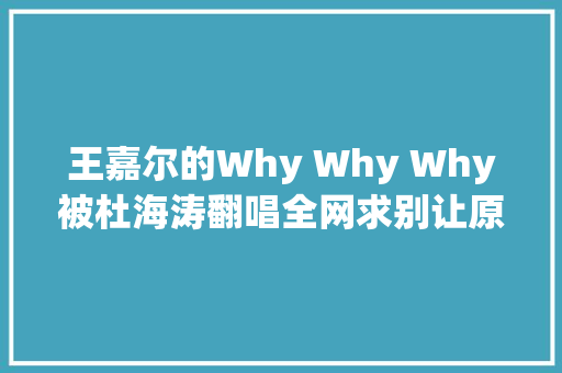 王嘉尔的Why Why Why被杜海涛翻唱全网求别让原唱看到