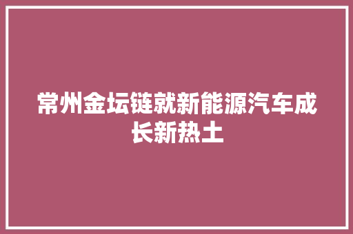 常州金坛链就新能源汽车成长新热土