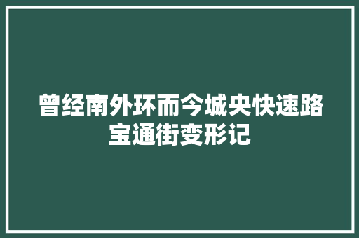 曾经南外环而今城央快速路宝通街变形记