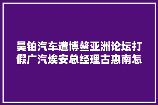昊铂汽车遭博鳌亚洲论坛打假广汽埃安总经理古惠南怎么看