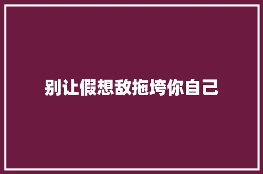 别让假想敌拖垮你自己