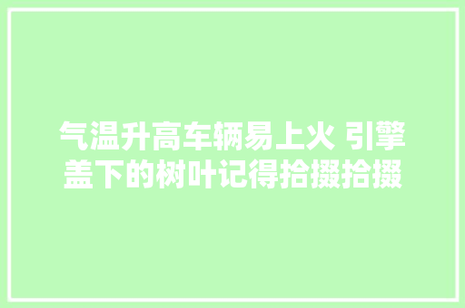 气温升高车辆易上火 引擎盖下的树叶记得拾掇拾掇