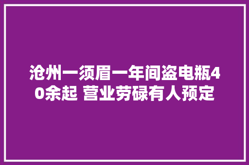 沧州一须眉一年间盗电瓶40余起 营业劳碌有人预定