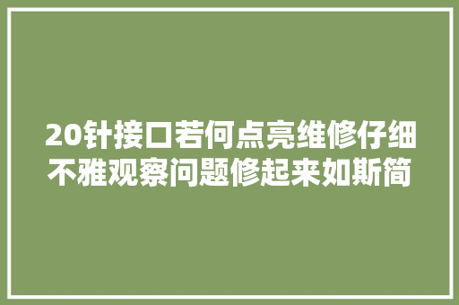20针接口若何点亮维修仔细不雅观察问题修起来如斯简单
