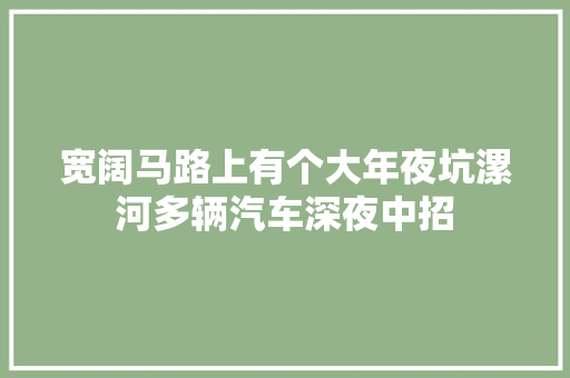 宽阔马路上有个大年夜坑漯河多辆汽车深夜中招