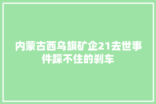 内蒙古西乌旗矿企21去世事件踩不住的刹车 汽车知识