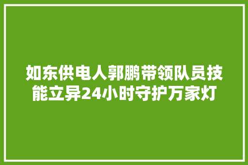 如东供电人郭鹏带领队员技能立异24小时守护万家灯火