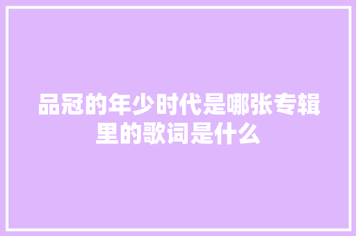 品冠的年少时代是哪张专辑里的歌词是什么