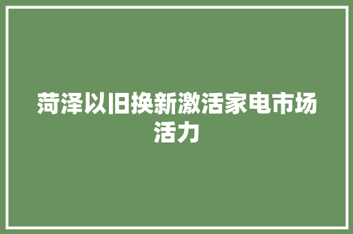 菏泽以旧换新激活家电市场活力