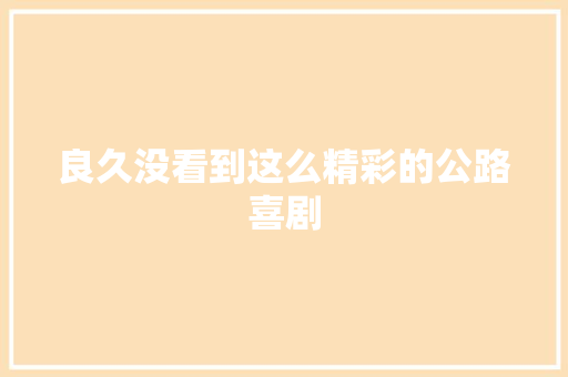 良久没看到这么精彩的公路喜剧