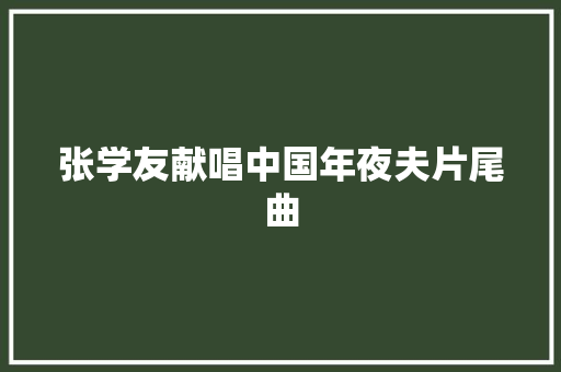 张学友献唱中国年夜夫片尾曲