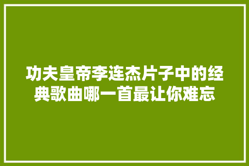 功夫皇帝李连杰片子中的经典歌曲哪一首最让你难忘
