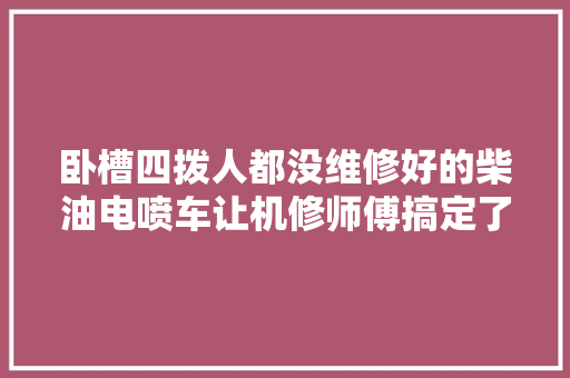 卧槽四拨人都没维修好的柴油电喷车让机修师傅搞定了