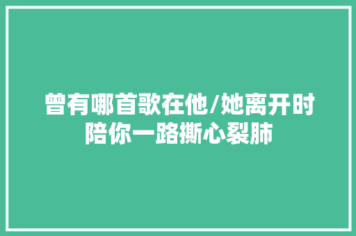 曾有哪首歌在他/她离开时陪你一路撕心裂肺