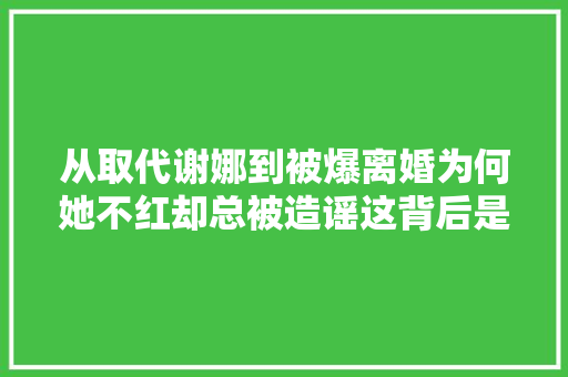从取代谢娜到被爆离婚为何她不红却总被造谣这背后是门学问