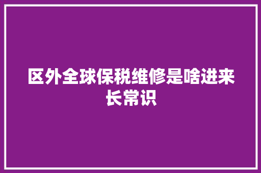 区外全球保税维修是啥进来长常识