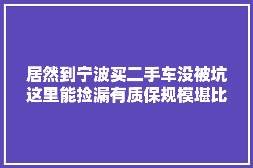 居然到宁波买二手车没被坑这里能捡漏有质保规模堪比4S店