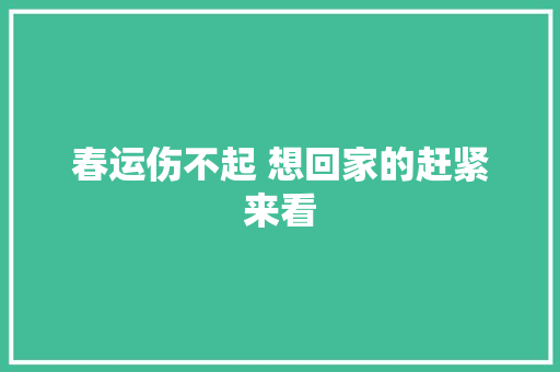 春运伤不起 想回家的赶紧来看
