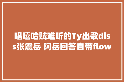 唱嘻哈贼难听的Ty出歌diss张震岳 阿岳回答自带flow高下立判