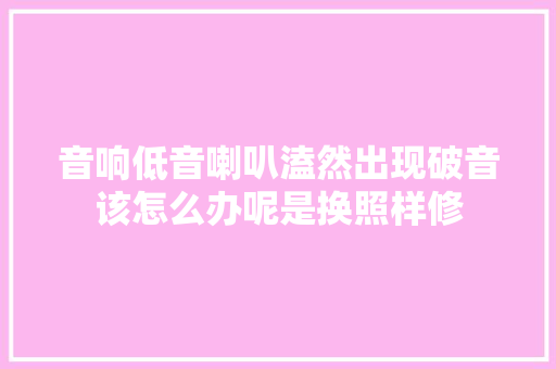 音响低音喇叭溘然出现破音该怎么办呢是换照样修