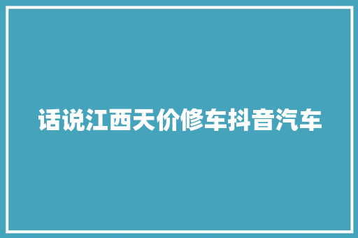话说江西天价修车抖音汽车