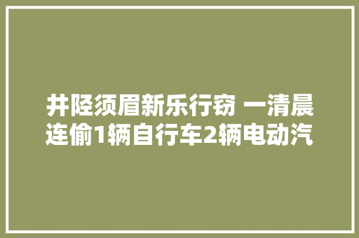 井陉须眉新乐行窃 一清晨连偷1辆自行车2辆电动汽车